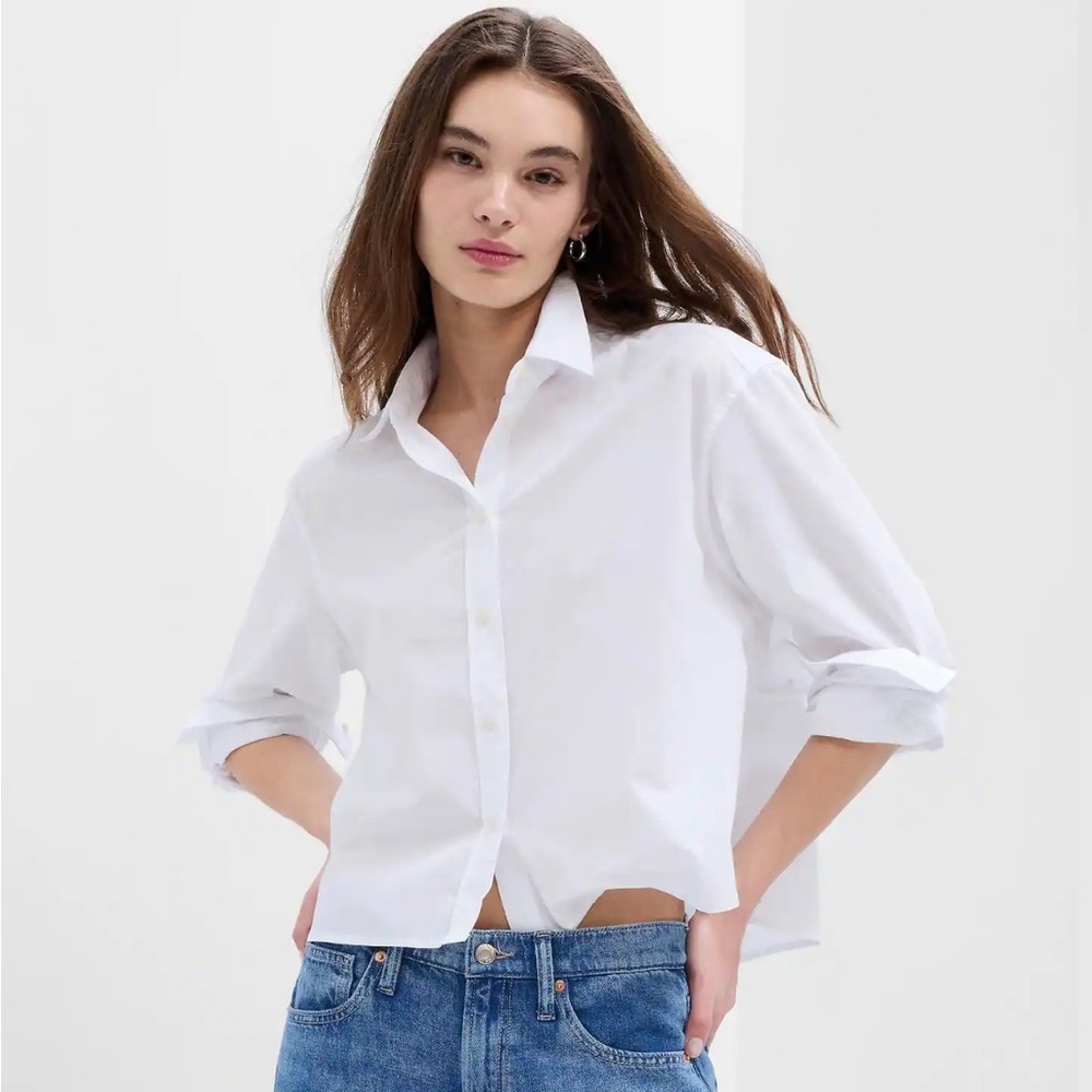 Abercrombie & Fitch White Poplin Button Down Small